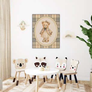 Brown Girl Teddy Bear Vintage  Faux Canvas Print