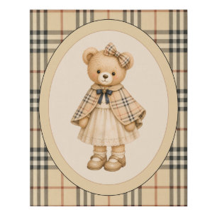 Brown Girl Teddy Bear Vintage Faux Canvas Print