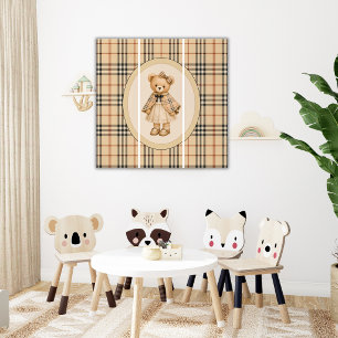 Brown Girl Teddy Bear Vintage Triptych