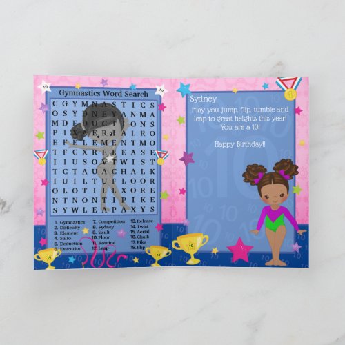 Brown Girls Gymnastics Word Search Happy Birthday