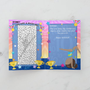 Brown Girls Gymnastics You Are A-Maze-ing Birthday Card