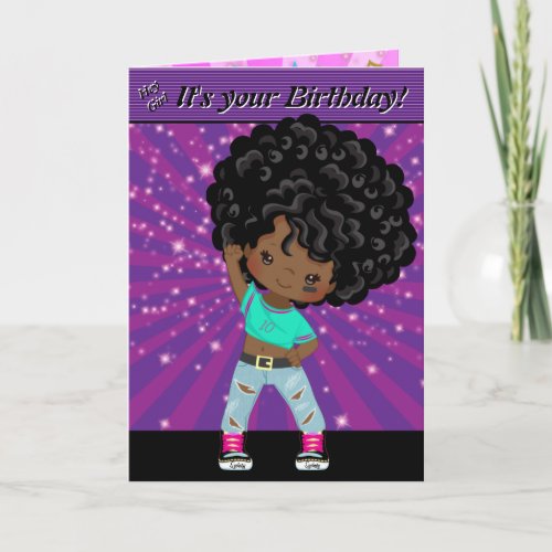 Brown Girls Hip Hop Word Search Happy Birthday Card