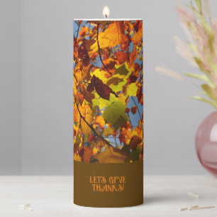  Brown  Give Thanks Thanksgiving  Pillar Candle