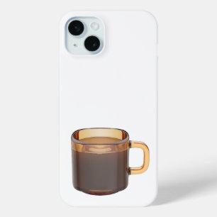 Brown glass coffee cup with brewed coffee iPhone 15 plus case