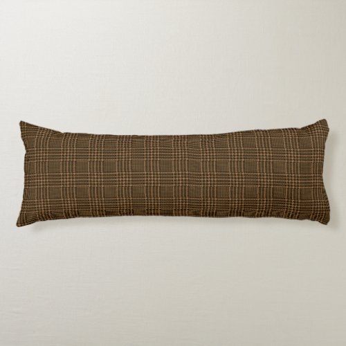 Brown Glen Check Houndstooth Plaid Pattern Body Pillow