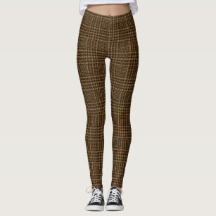 Tan Brown and Chocolate Brown Checkerboard Leggings by ColorfulPatterns