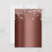 Brown Glitter Drips Rose Birthday Gold Confetti Invitation (Back)