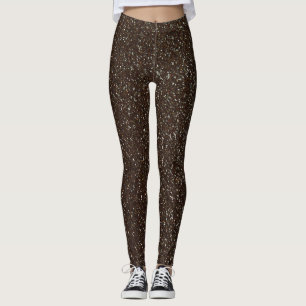 Brown Glitter Texture Leggings