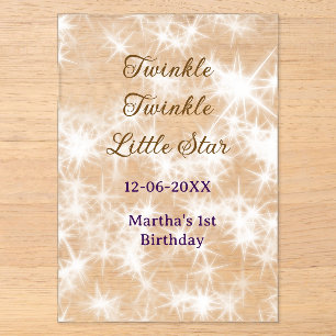 Brown glitter twinkle twinkle little star birthday acrylic invitations