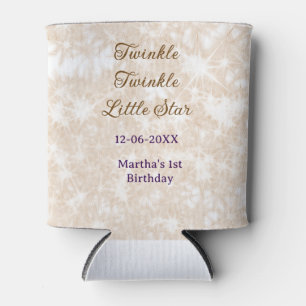 Brown glitter twinkle twinkle little star birthday can cooler