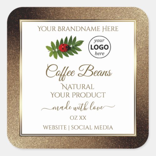 Brown Glitter White Product Labels Ladybug Logo