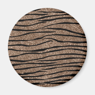 Brown glitter zebra stripes magnet