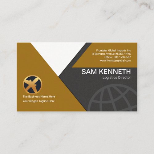 Brown Global Geometric Shapes Logistics Manager Business Card