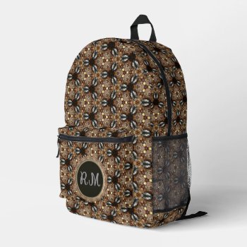 Brown Glow Natural Geometric Printed Backpack by anuradesignstudio at Zazzle