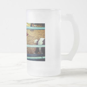 Brown goat frosted glass beer mug