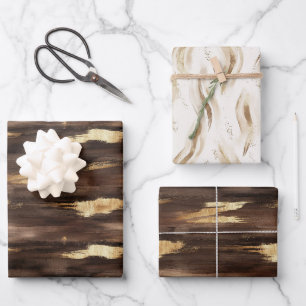 Brown Gold Abstract Wrapping Paper Sheets
