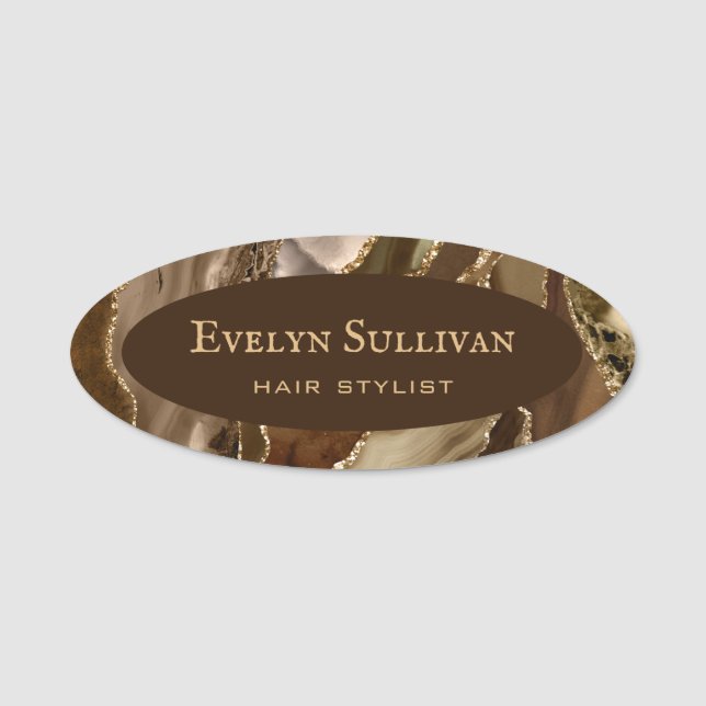 Brown Gold Agate Name Tag (Front)