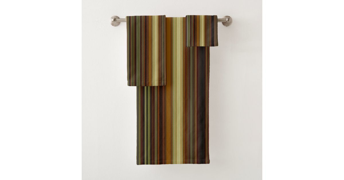 Brown Gold and Green Stripes Bath Towel Set Zazzle