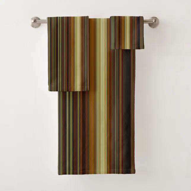 Brown Gold and Green Stripes Bath Towel Set | Zazzle