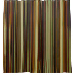 Brown Gold and Green Stripes Shower Curtain