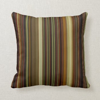 Brown Gold And Green Stripes Throw Pillow by BamalamArt at Zazzle