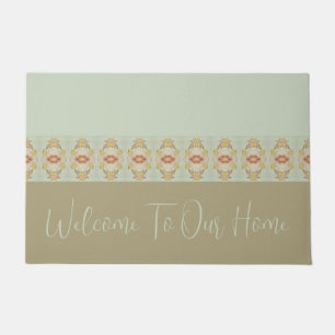Brown Gold And Light Teal Doormat