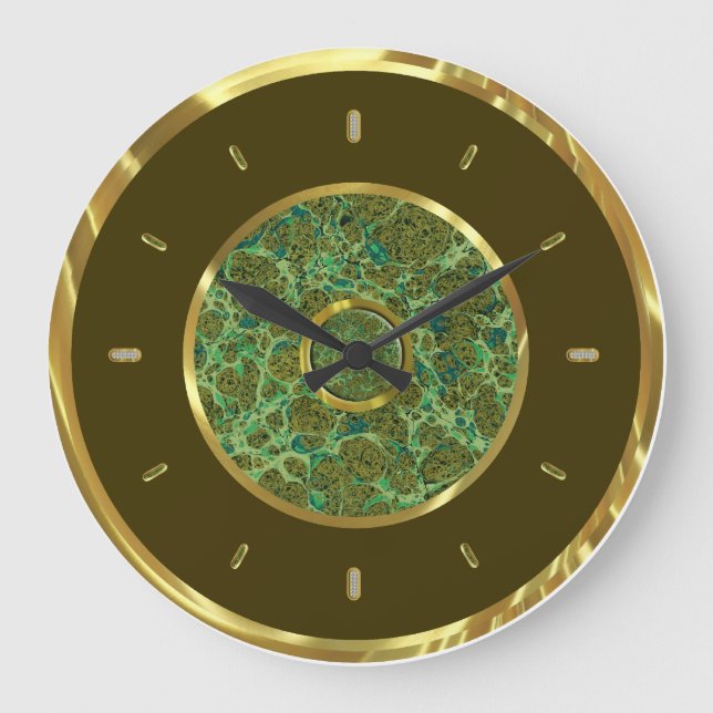 Brown Gold And Marble Look Elegant Wall Clock (Front)