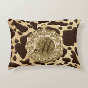 Brown & Gold Animal Print Antique Charm Accent Pillow