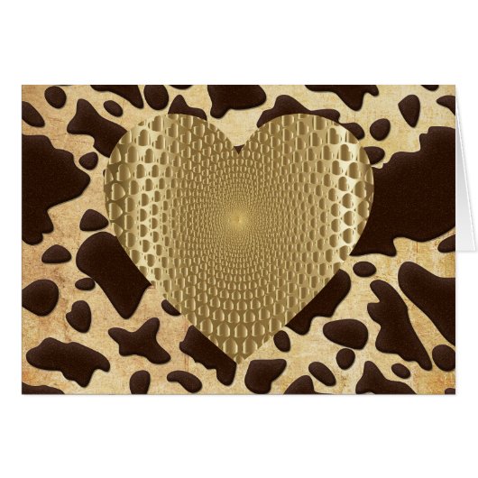 Brown & Gold Animal Print Golden Prismatic Heart (Front Horizontal)