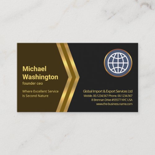 Brown Gold Arrows Gold Globe Import Export Business Card