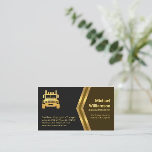 Brown Gold Arrows Gold Semi Truck Business Card