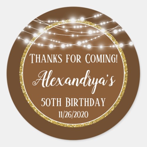Brown Gold Birthday Thanks For Coming Favor Tags