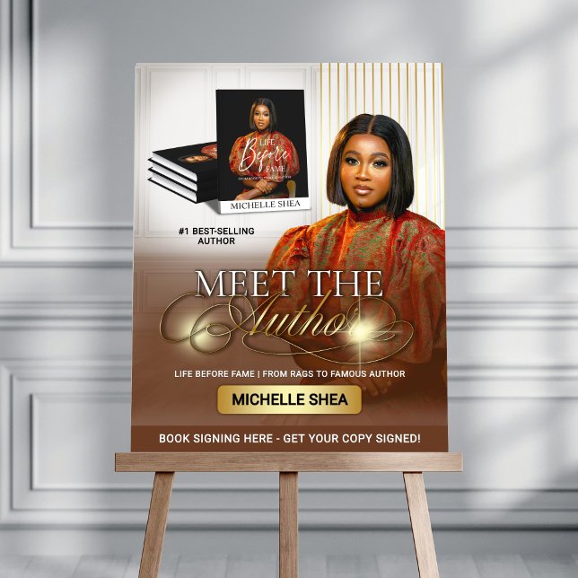 Brown & Gold Book Release Meet The Author Sign (Creator Uploaded)