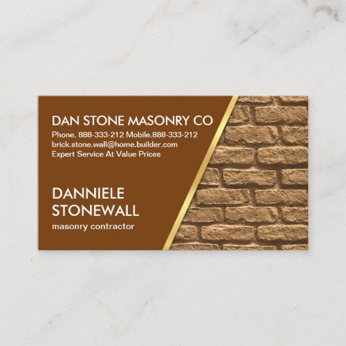 Brown Gold Brick Layers Building Business Card