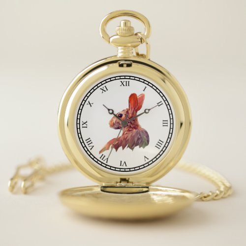 Brown Gold Chinese New Year of the Rabbit  Pocket Watch