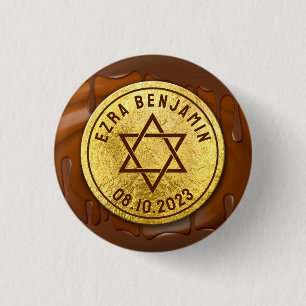 Brown Gold Chocolate Bar Mitzvah or Bat Mitzvah Button