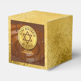 Brown Gold Chocolate Bar Mitzvah or Bat Mitzvah Favor Boxes