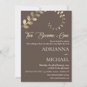 Brown Gold Christian Religious Wedding Invitation