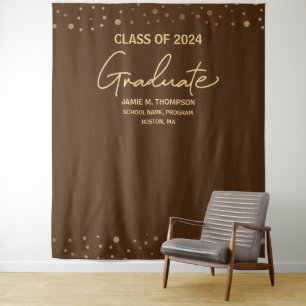 Brown Gold Class of 2024 backdrop graduation