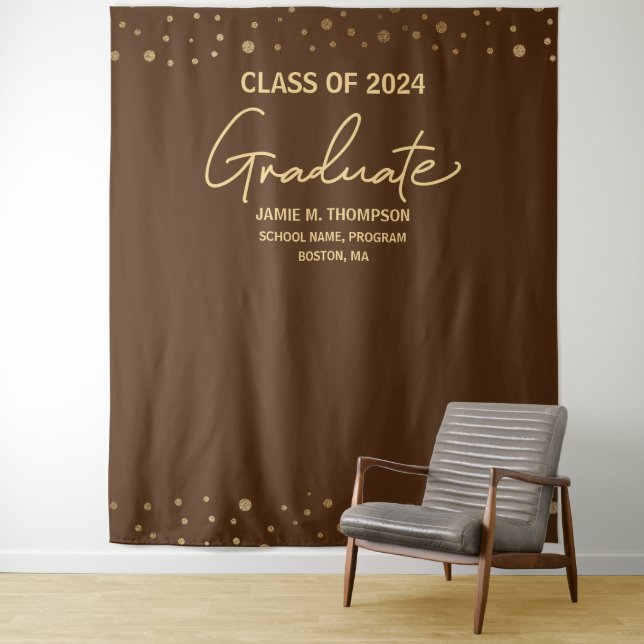 Brown Gold Class of 2024 backdrop graduation (In Situ)