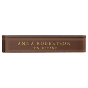 Brown Gold Colors Professional Trendy Minimalist Desk Name Plate