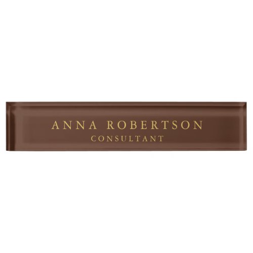 Brown Gold Colors Professional Trendy Minimalist Desk Name Plate