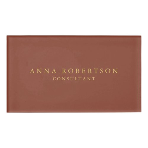 Brown Gold Colors Professional Trendy Minimalist Name Tag