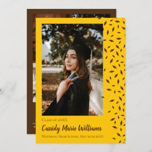 Brown Gold Confetti Graduation Announcement