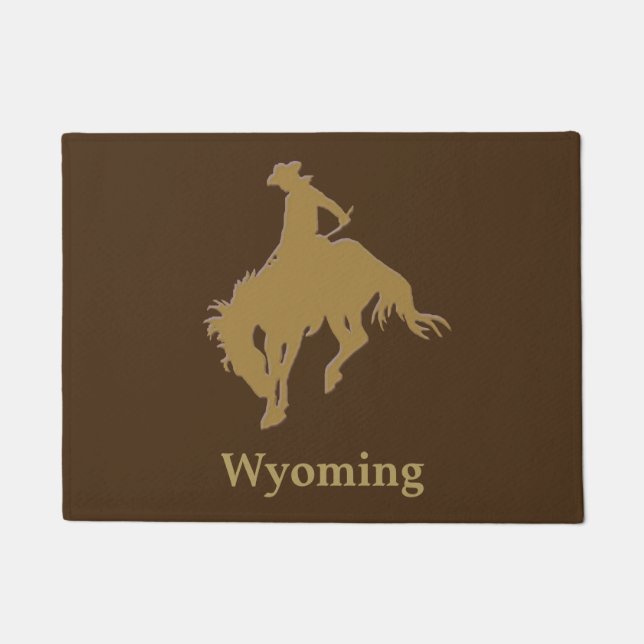 Brown Gold Cowboy Bucking Horse Doormat (Front)