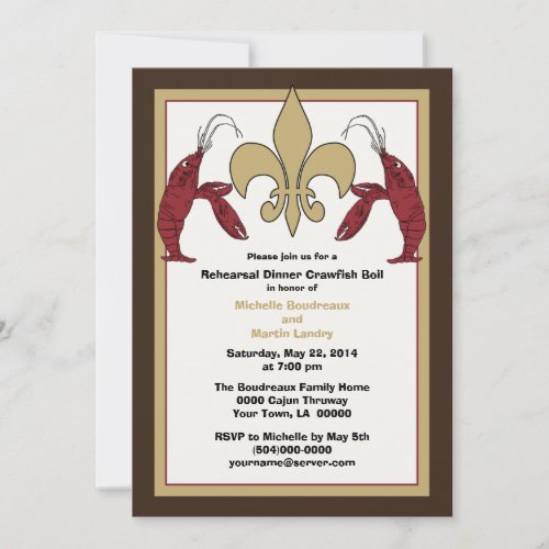 Brown Gold Crawfish Boil Event Invitations