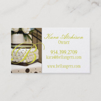 Brown gold damask cake business card