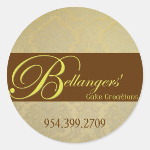 Brown Gold Damask Sticker