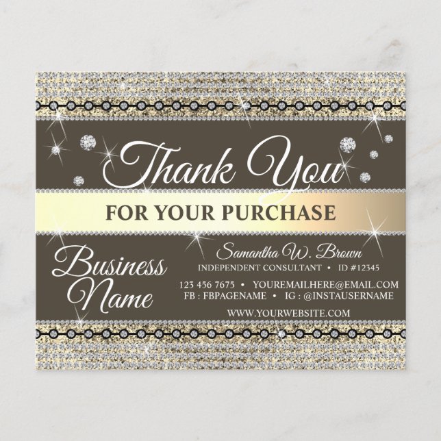 Brown Gold Diamond Thank You For Order Jewelry (Front)