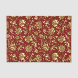 Brown & Gold Floral Damasks Pattern Tissue Paper